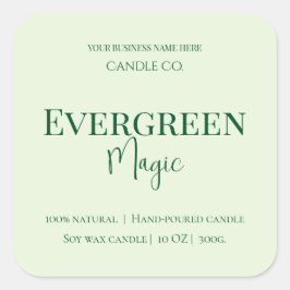Pegatina Cuadrada Evergreen Magic Christmas Candle Label | Custom
