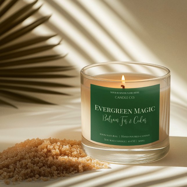 Pegatina Cuadrada Evergreen Magic Christmas Candle Label | Custom (Subido por el creador)