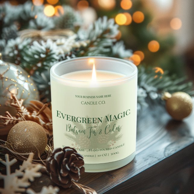 Pegatina Cuadrada Evergreen Magic Christmas Candle Label | Custom (Subido por el creador)