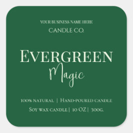 Pegatina Cuadrada Evergreen Magic Christmas Candle Label | Custom