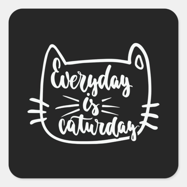 Pegatina Cuadrada Everyday is caturday (Anverso)