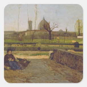 Pegatina Cuadrada Everyday Scene, cerca de Florencia, c.1865