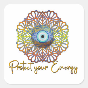 Pegatina Cuadrada Evil Eye Mystical Celestial Third Eye Energy