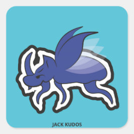 Pegatina Cuadrada Evil Rhino Beetle Blue | Jack Kudos