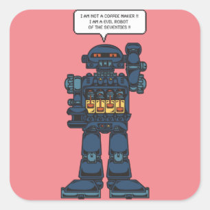 Pegatina Cuadrada Evil Space Robot
