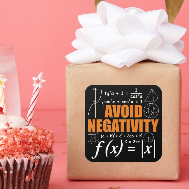 Pegatina Cuadrada Evitar la negatividad Divertida Maestra Matemática (Fiesta)