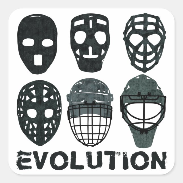 Pegatina Cuadrada Evolución de la máscara de gafas de hockey (Anverso)