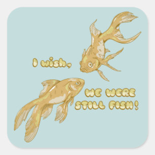 Pegatina Cuadrada Evolución de peces pececillo divertido