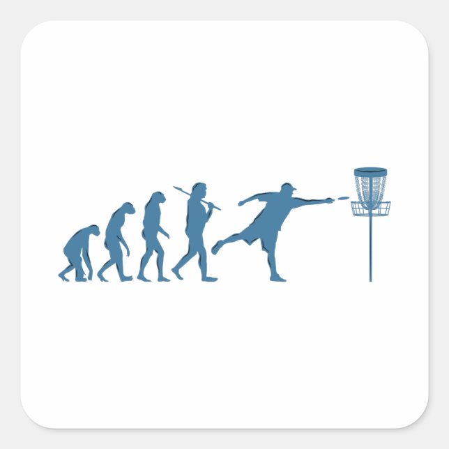 Pegatina Cuadrada Evolución del disco de golf - Regalo divertido par (Anverso)