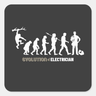 Pegatina Cuadrada Evolución del electricista