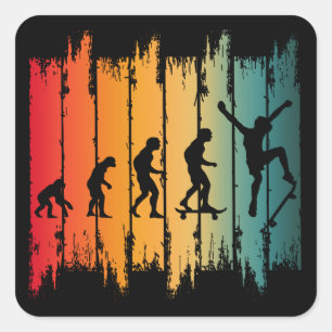 Pegatina Cuadrada Evolución del patinador de skateboarding