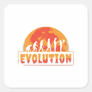 Pegatina Cuadrada Evolución Divertida de Mono a Zombie