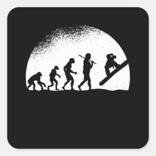 Pegatina Cuadrada Evolución Snowboarding