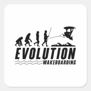 Pegatina Cuadrada Evolución Wakeboard Wake Wakeboard Wakeboarder