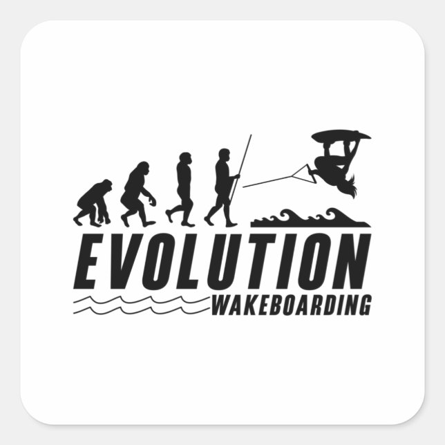 Pegatina Cuadrada Evolución Wakeboard Wake Wakeboard Wakeboarder (Anverso)