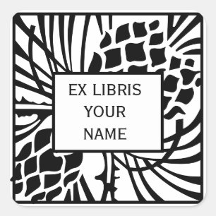 Pegatina Cuadrada Ex Libris Bookplate Pine