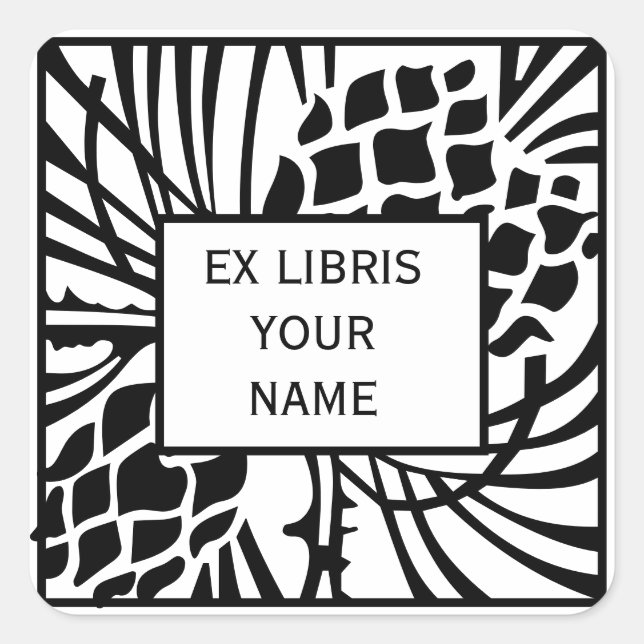 Pegatina Cuadrada Ex Libris Bookplate Pine (Anverso)