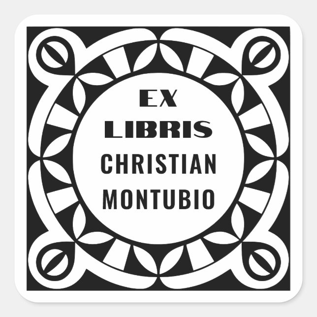 Pegatina Cuadrada Ex Libris Custom Bookplate Labels - Geometric (Anverso)