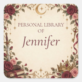 Pegatina Cuadrada Ex libris personalizado de Romantasy