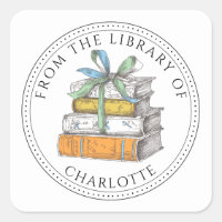 Ex libris personalizado Pila de Libros
