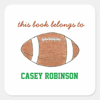 Pegatina Cuadrada Ex libris personalizados de fútbol para niños