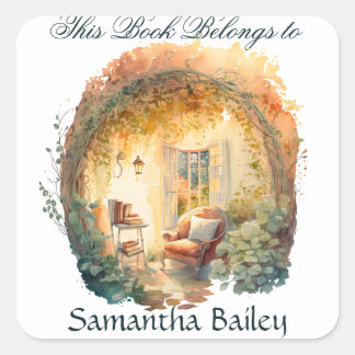 Pegatina Cuadrada Ex Libris Personalized Bookplate