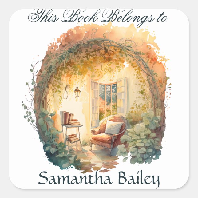 Pegatina Cuadrada Ex Libris Personalized Bookplate (Anverso)