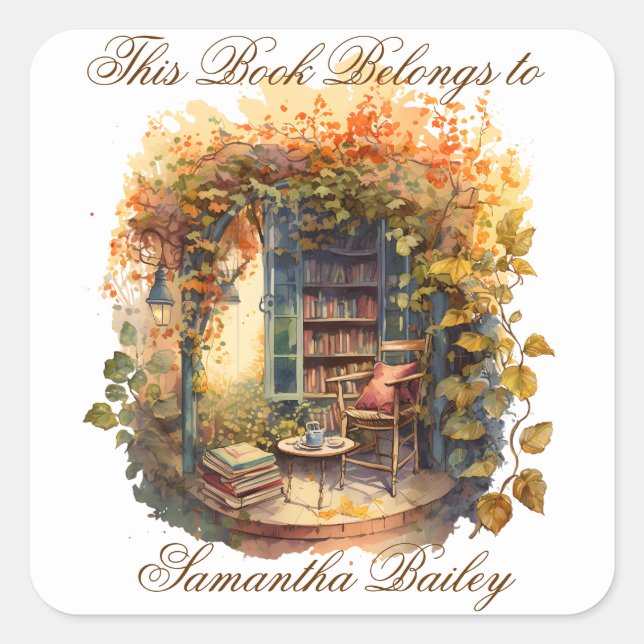 Pegatina Cuadrada Ex Libris Personalized Bookplate (Anverso)