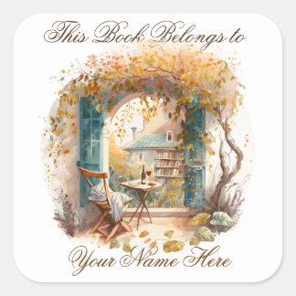 Pegatina Cuadrada Ex Libris Personalized Bookplate