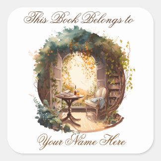 Pegatina Cuadrada Ex Libris Personalized Bookplate