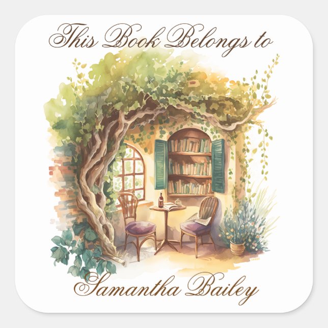 Pegatina Cuadrada Ex Libris Personalized Bookplate (Anverso)