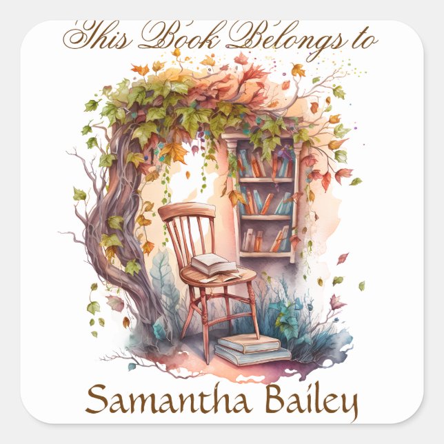 Pegatina Cuadrada Ex Libris Personalized Bookplate (Anverso)