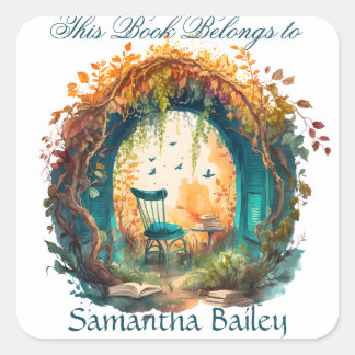 Pegatina Cuadrada Ex Libris Personalized Bookplate