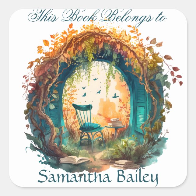 Pegatina Cuadrada Ex Libris Personalized Bookplate (Anverso)