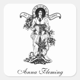 Pegatina Cuadrada Ex mujer de Libris con libro