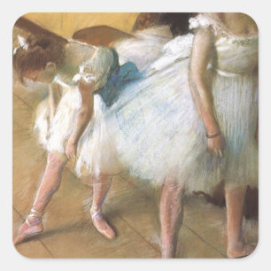 Pegatina Cuadrada Examen de Danza de Edgar Degas, Ballet Vintage