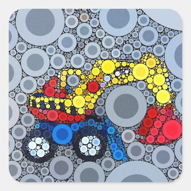 Pegatina Cuadrada Excavadora de camiones de construcción para niños  (Anverso)