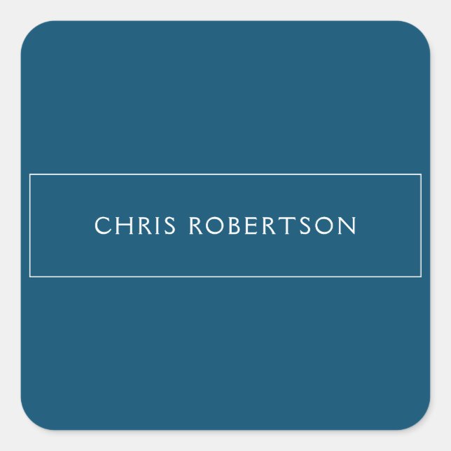 Pegatina Cuadrada Excelente nombre Personalizado azul océano (Anverso)