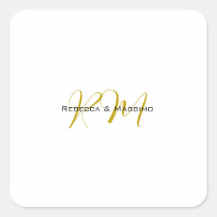 Pegatina Cuadrada Exclusivo Color Dorado Única Monograma Nombre Mode