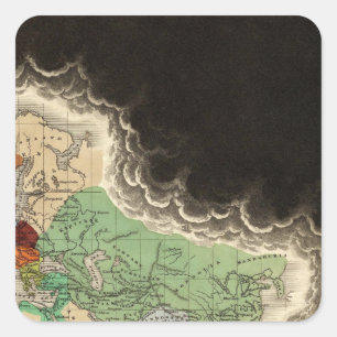 Pegatina Cuadrada Exhibición del Imperio de Kublai Khan 1294 AD