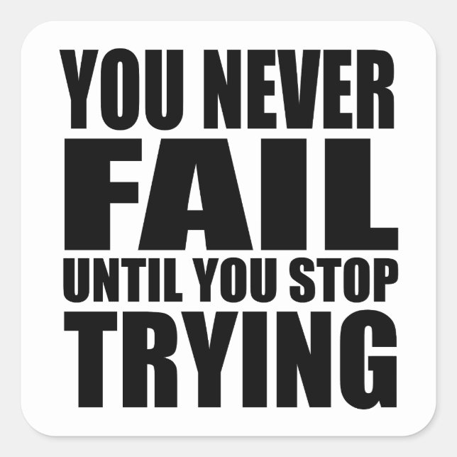 Pegatina Cuadrada Éxitos de citas motivacionales (Anverso)