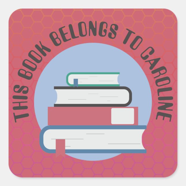 PEGATINA CUADRADA EXLIBRIS PERSONAL, LIBROS, PILAS DE LIBROS, LIBROS (Anverso)