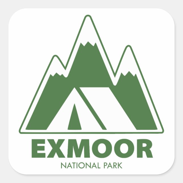 Pegatina Cuadrada Exmoor Parque Nacional Montañas Camping (Anverso)