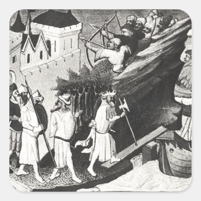 Pegatina Cuadrada Expedición contra la isla del Cipangu (Anverso)