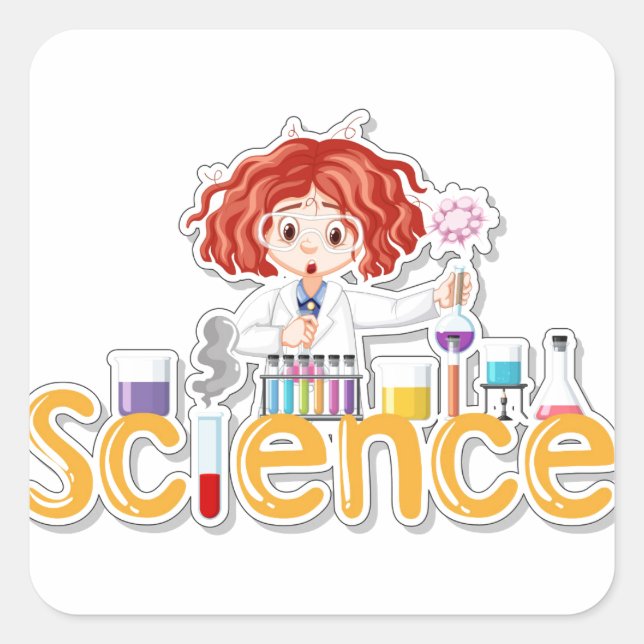 Pegatina Cuadrada Experimento científico (Anverso)
