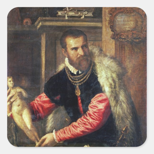 Pegatina Cuadrada Experto en arte Jacopo Strada (Anverso)