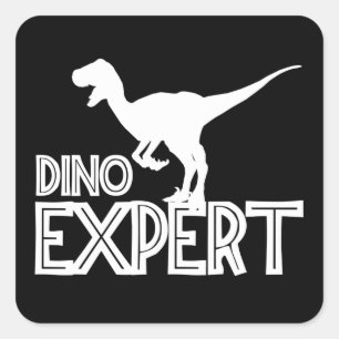Pegatina Cuadrada Experto en Dino - amantes de los dinosaurios