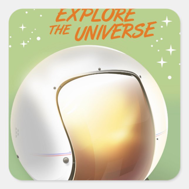 Pegatina Cuadrada Explora el Universo (Anverso)