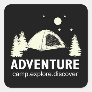 Pegatina Cuadrada Explorar y descubrir Adventure Camp