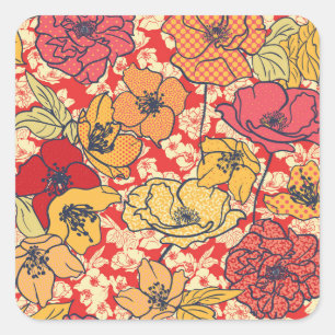 Pegatina Cuadrada Explosión Floral: Tendencia de la Vintage sin Mare